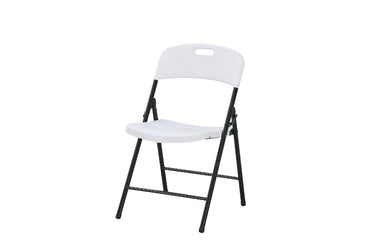 Set de Seis Sillas Plegables Dano, Blanco, espaldar y asiento en material plastico y patas metálicas