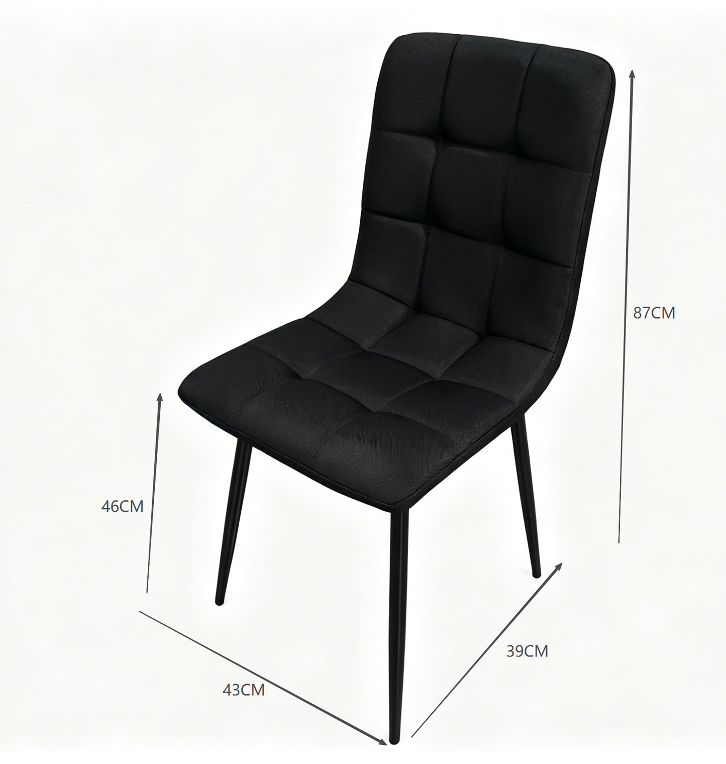 Set de 4 Sillas Flex, Color Negro, con Espaldar y Diseño Moderno