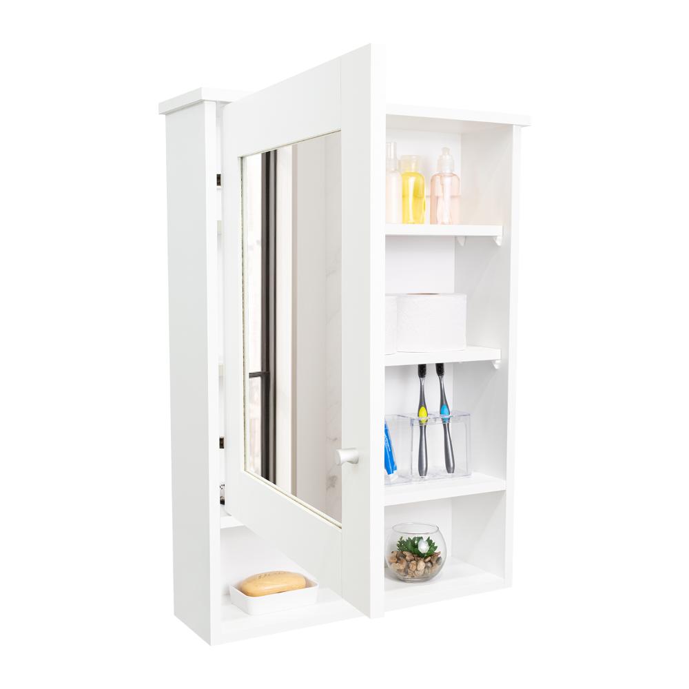 Gabinete de Viña, Blanco, con Puerta Espejo y Tres Entrepaños Para Ubicar Objetos