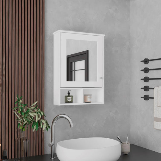 Gabinete de Viña, Blanco, con Puerta Espejo y Tres Entrepaños Para Ubicar Objetos