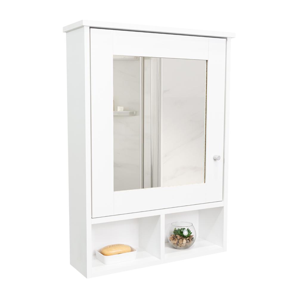 Gabinete de Viña, Blanco, con Puerta Espejo y Tres Entrepaños Para Ubicar Objetos