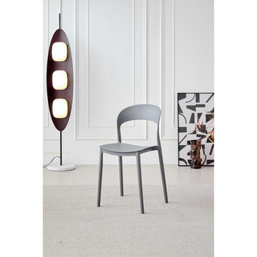 Silla Patrick, Color Gris Oscuro, con Espaldar y Diseño Moderno