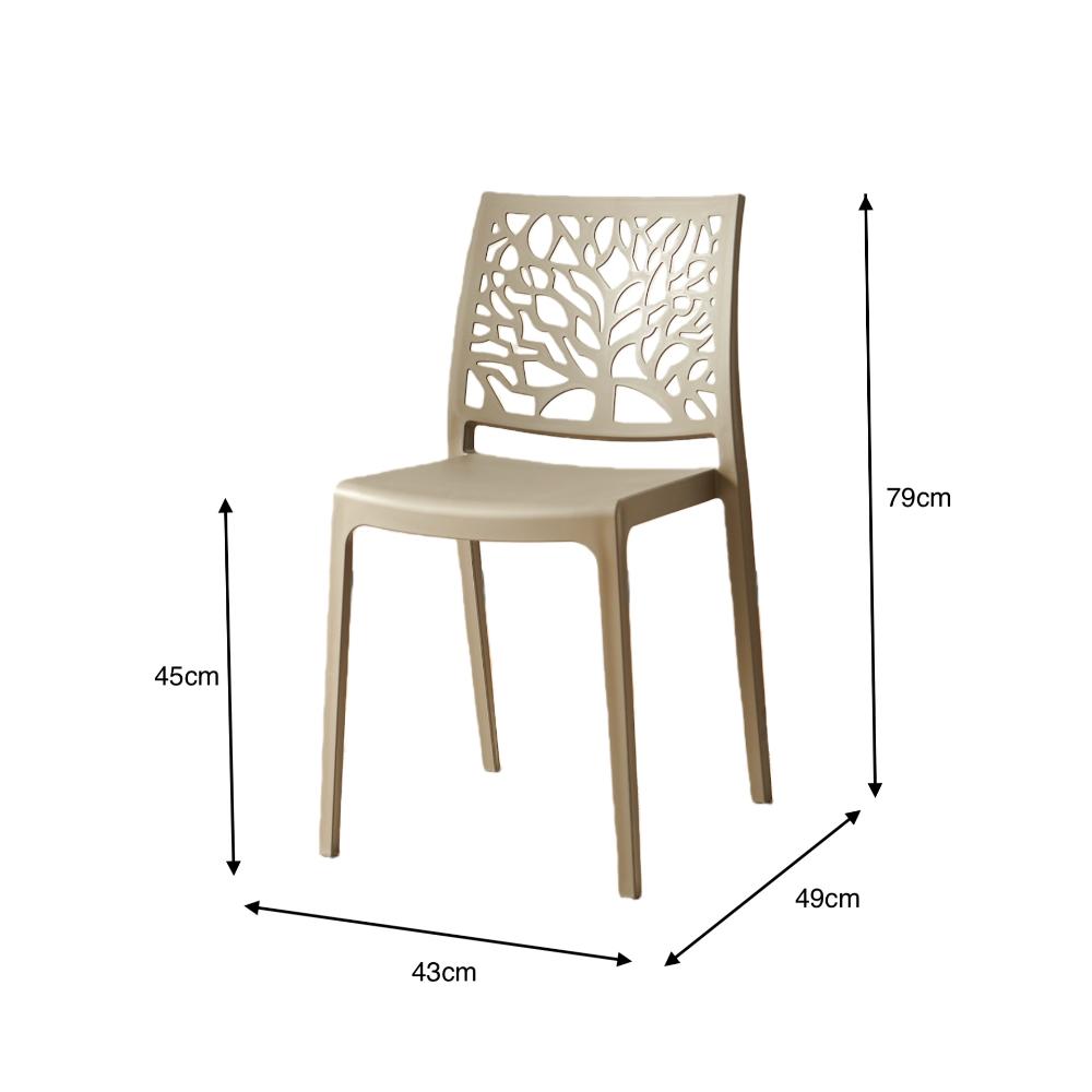Silla Harlem, Taupe, con Espaldar en Forma de Árbol y Diseño Minimalista