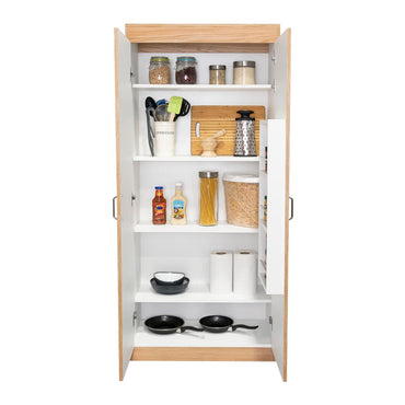 Despensa Varese, Fresno Europeo y Blanco, con dos puertas y cuatro entrepaños