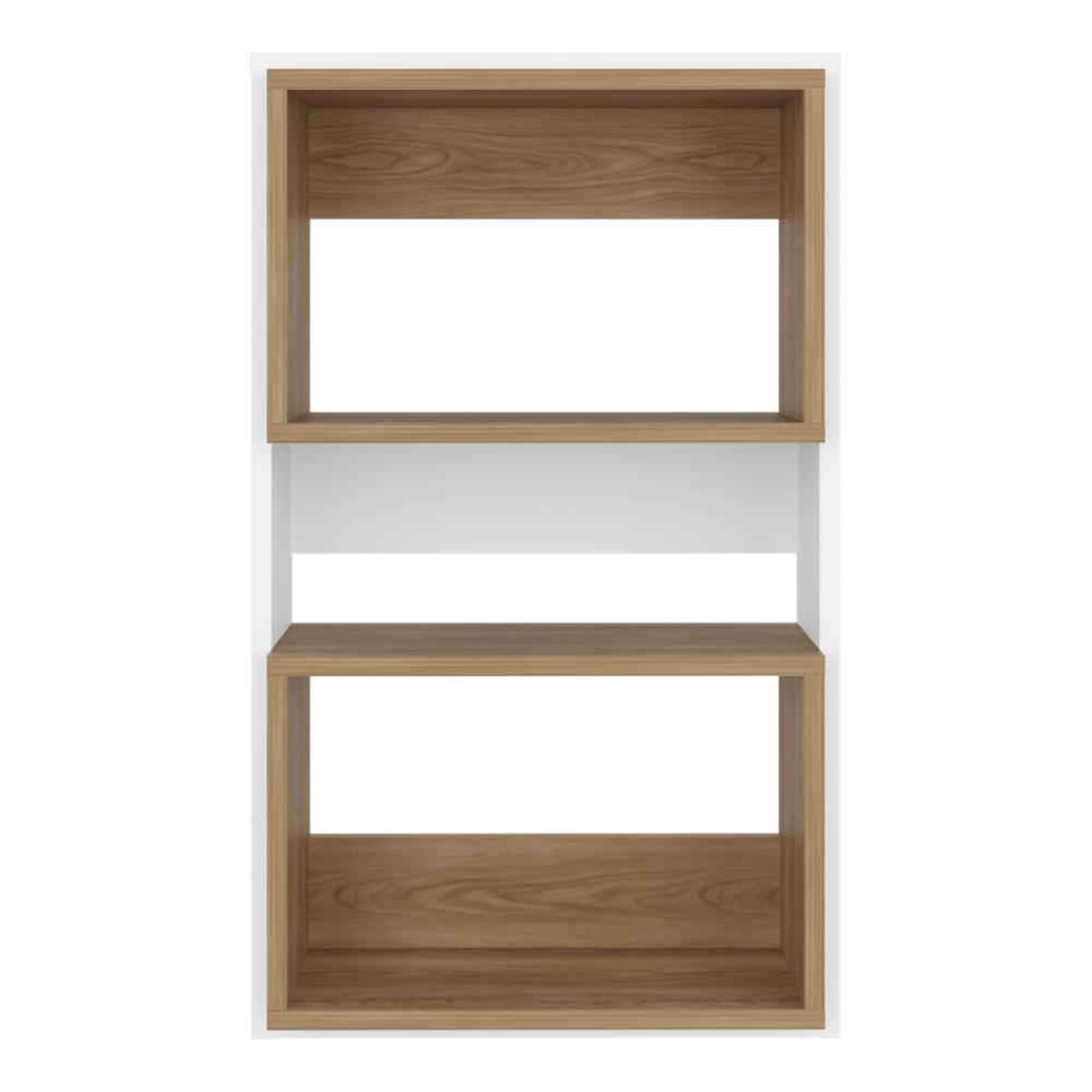 Mueble Auxiliar Muro Baño Eco, Blanco Duqueza y Fresno Europeo, con superficies para ubicar objetos