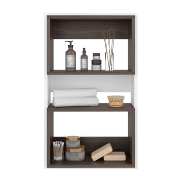 Mueble Auxilar Muro Baño Eco, Blanco Y Café