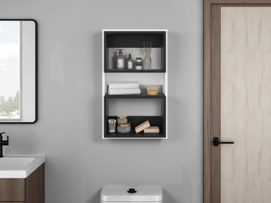 Mueble Auxilar Muro Baño Eco, Blanco Y Negro