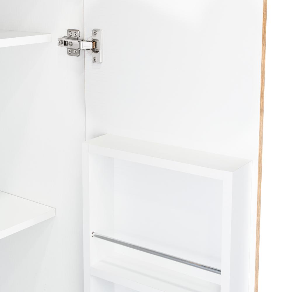 Despensa de Cocina Varese, Café claro y Blanco Vainilla, Posee Un Estante Adicional En La Puerta y Cuatro Entrepaños