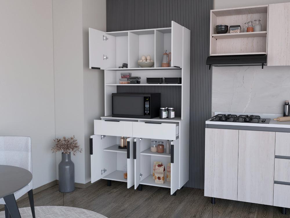 Alacena Oshawa, Blanco, contiene dos cajones y seis puertas de fácil ensamble