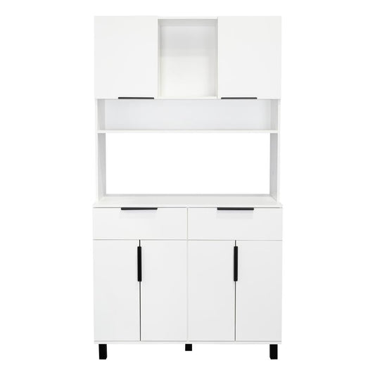 Alacena Oshawa, Blanco, contiene dos cajones y seis puertas de fácil ensamble