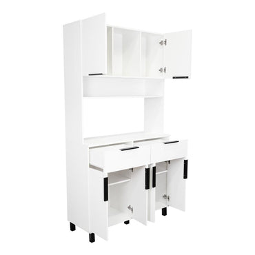 Alacena Oshawa, Blanco, contiene dos cajones y seis puertas de fácil ensamble