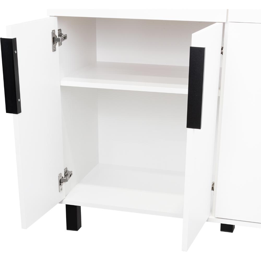 Alacena Oshawa, Blanco, contiene dos cajones y seis puertas de fácil ensamble