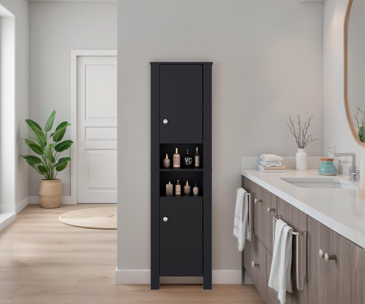 Mueble Auxiliar para Baño Vanes, Wengue, con espacio para objetos decorativos