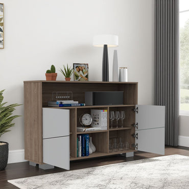 Arrimo Fraktal, Miel y Blanco, con Cuatro Puertas y Patas de Acero