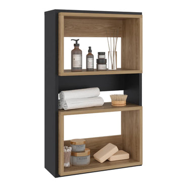 Mueble Auxilar Muro Baño Eco, Negro Y Café Claro