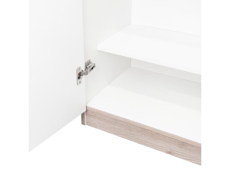 Despensa de Cocina Varese, Ceniza Y Blanco, Posee Un Estante Adicional En La Puerta y Cuatro Entrepaños