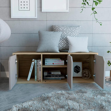 Biblioteca Piero, Café Claro y Cocoa, con Tres Cajones Para Almacenar Objetos