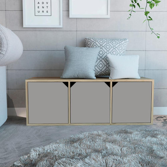 Biblioteca Piero, Café Claro y Cocoa, con Tres Cajones Para Almacenar Objetos