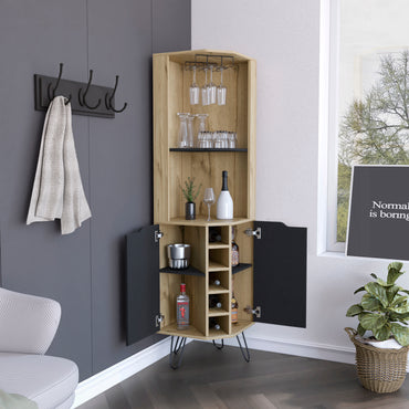 Bar Esquinero Cinco Botelleros Dos Puertas, FM Furniture 008C, Cafe Claro