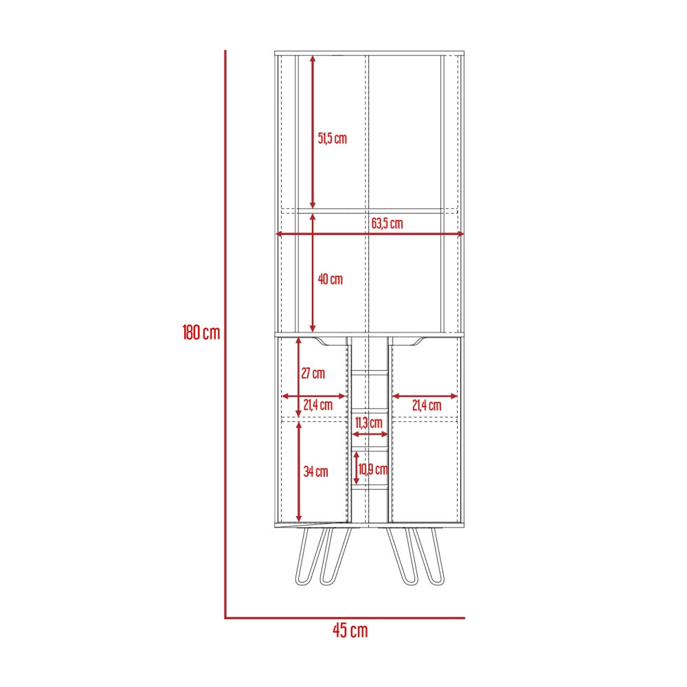 Bar Esquinero Audra, Duna y Wengue, con dos puertas batientes y espacio para botellas