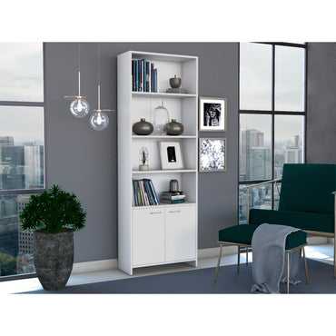 Biblioteca Con Cinco Repisas Y Dos Puertas FM 017B, Blanco