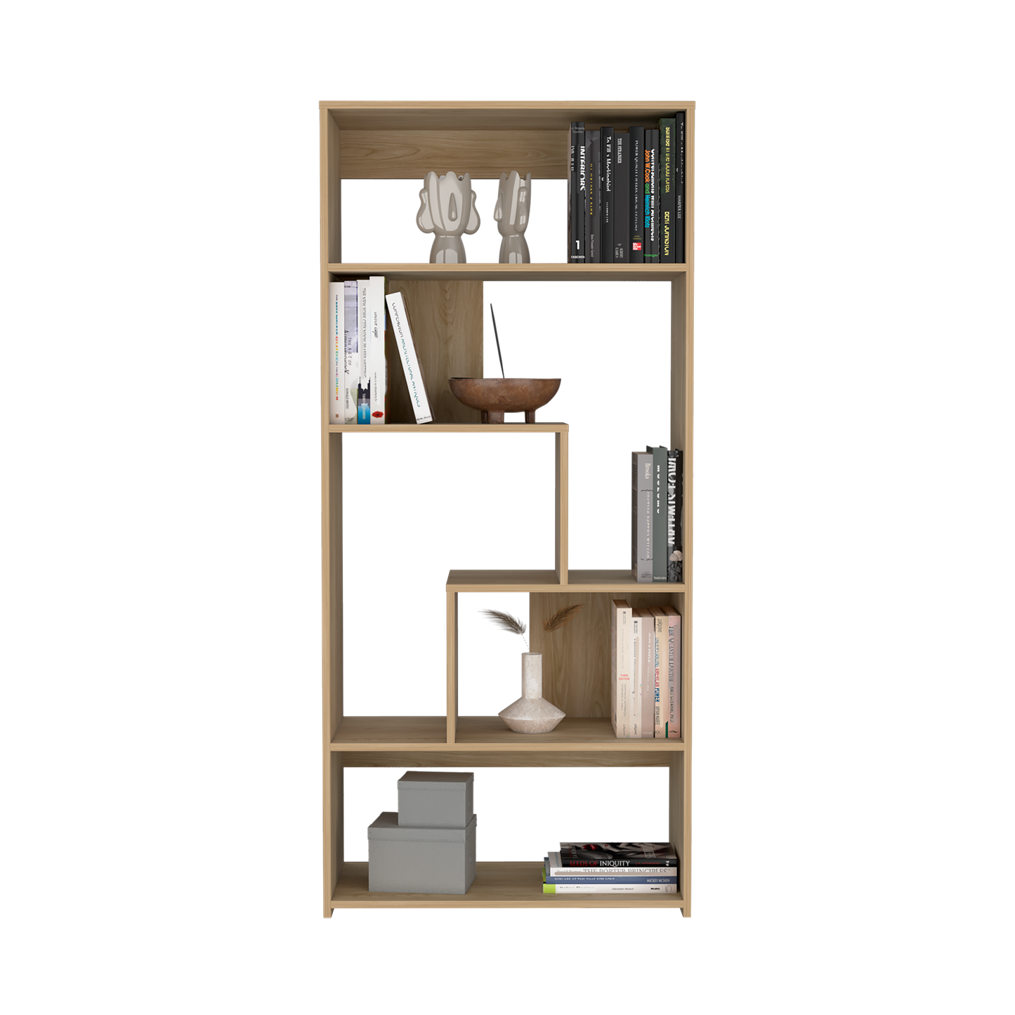 Biblioteca Louis, Fresno Europeo, con espacio para colocar libros y objetos decorativos