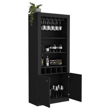 Bar Montero, Wengue, Con amplios espacios para ubicar botellas ZF - VIRTUAL MUEBLES