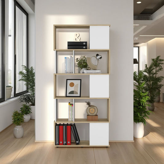 Biblioteca Noah, Macadamia y Blanco Vainilla, con Variedad de Entrepaños