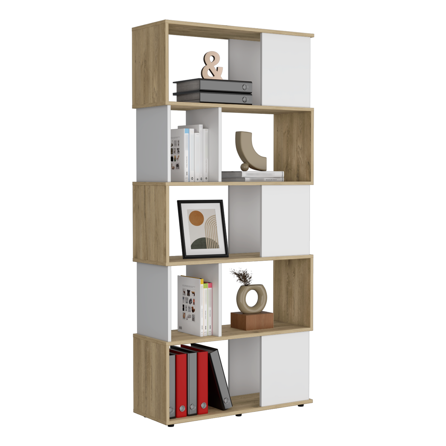 Biblioteca Noah, Macadamia y Blanco Vainilla, con Variedad de Entrepaños