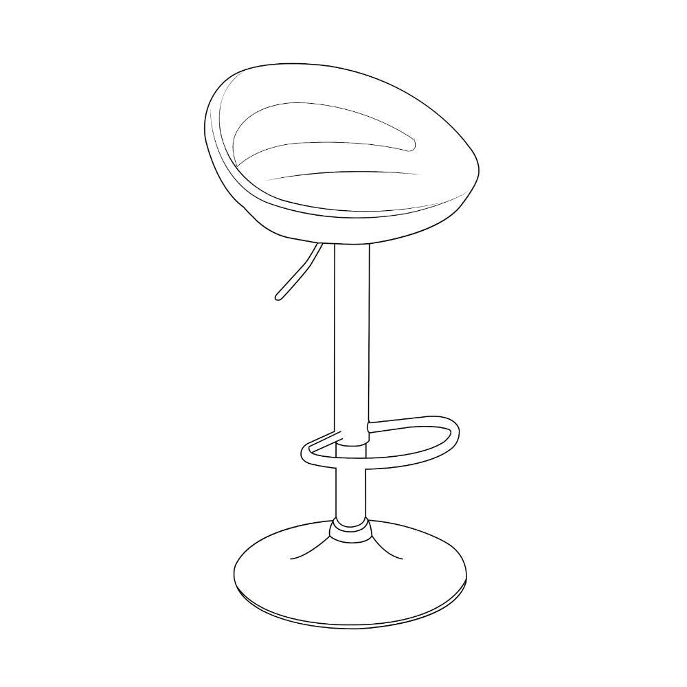 Silla Bar Turón, Blanco, base metal cromado