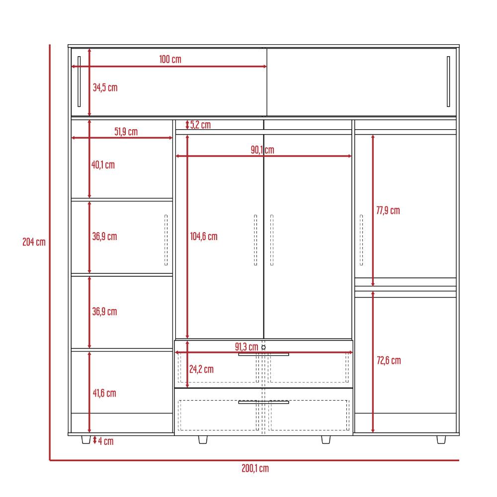 Closet Babel, Wengue, Con Cuatro Puertas Abatibles y Cuatro Cajones Multiusos