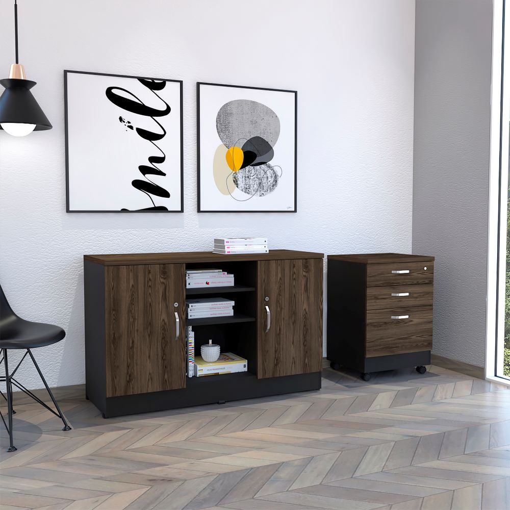 Combo Office, Negro Soft y Coñac, incluye archivador y gabinete