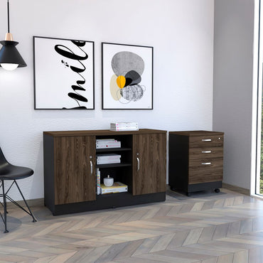 Combo Office, Negro Soft y Coñac, incluye archivador y gabinete