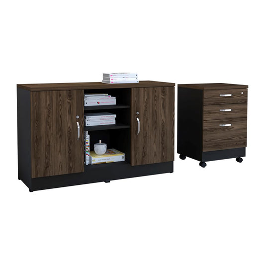 Combo Office, Negro Soft y Coñac, incluye archivador y gabinete