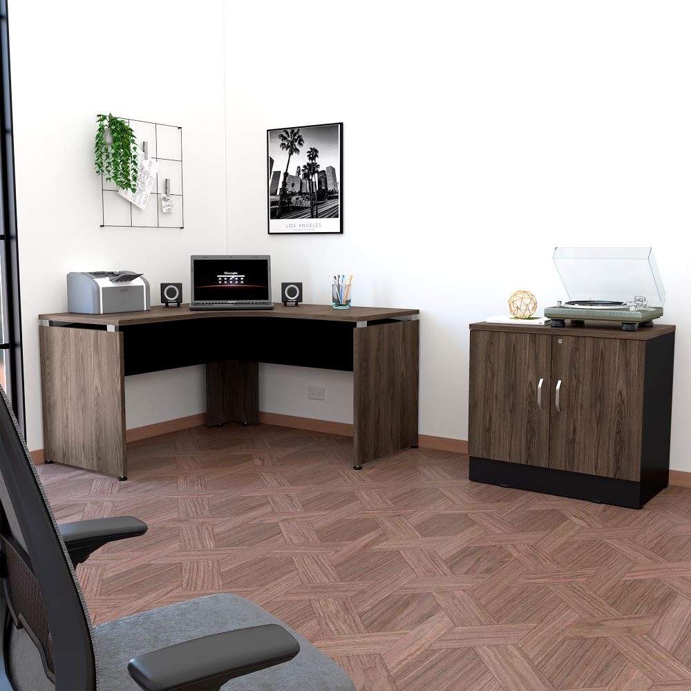 Combo Office, Negro Soft y Coñac, incluye escritorio 140 y archivador