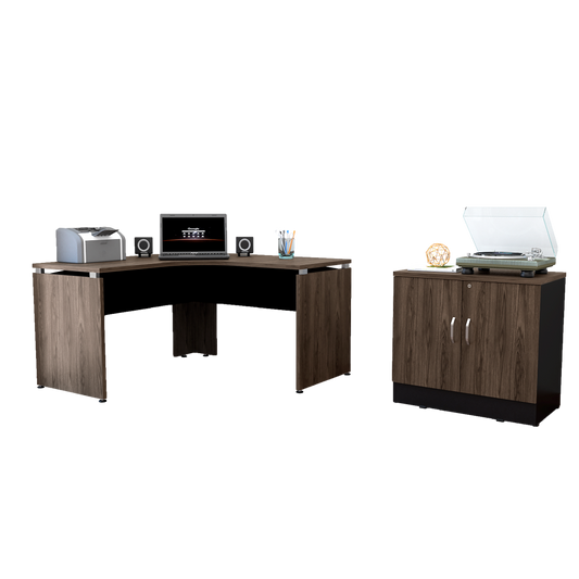 Combo Office, Negro Soft y Coñac, incluye escritorio 140 y archivador