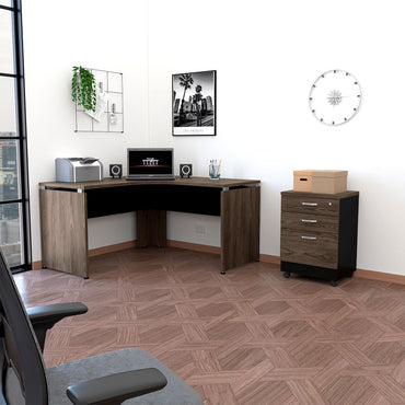 Combo Office, Negro Soft y Coñac, incluye escritorio 140 y archivador tres cajones