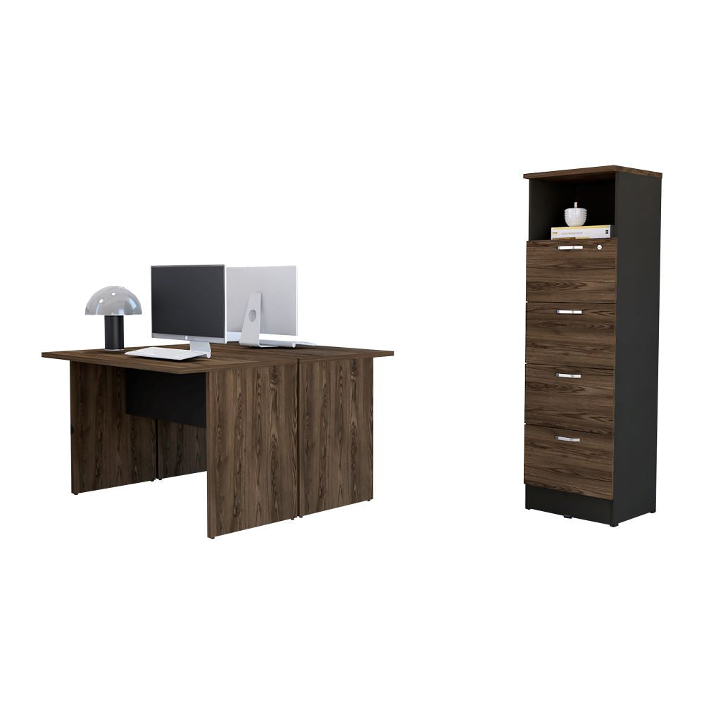 Combo Office, Negro Soft y Coñac, incluye escritorio 160 y archivador