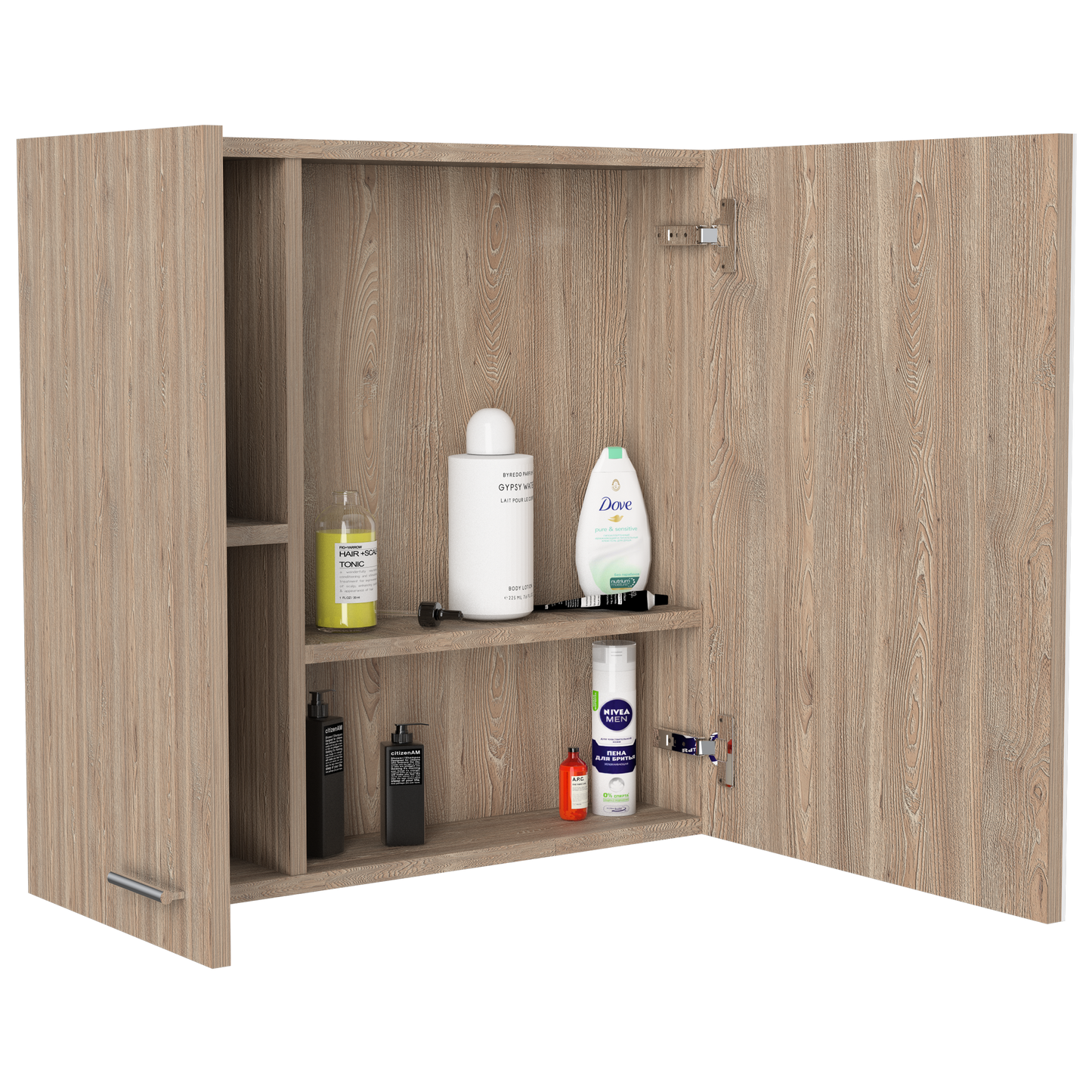 Combo Mybath, Miel y Wengue, incluye botiquín, mueble lavamanos, muro y optimizador