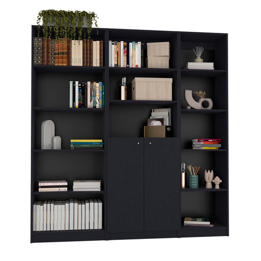 Combo Home, Estante Colección 10, Wengue, con tres estantes