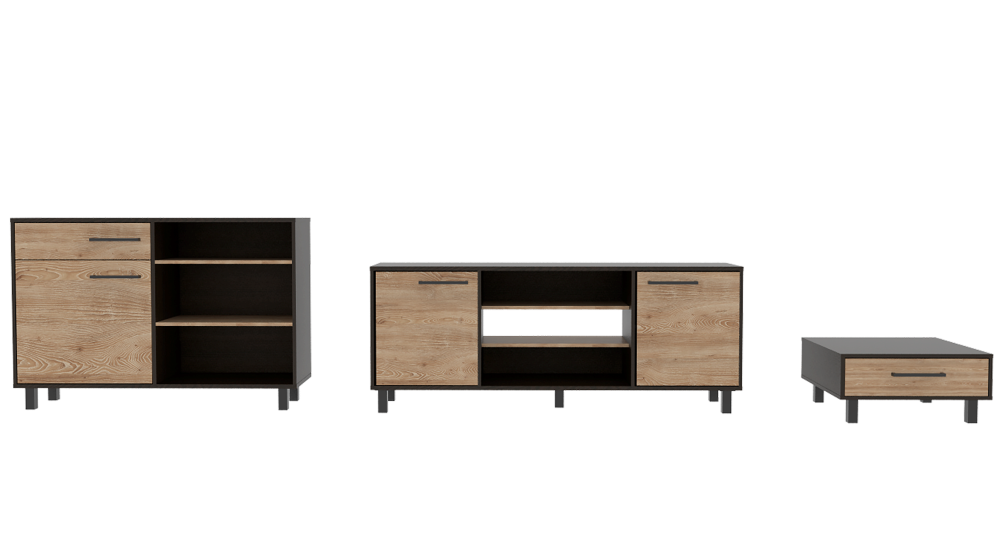 Combo Kaia, Wengue y Miel, incluye rack TV, bife y mesa centro