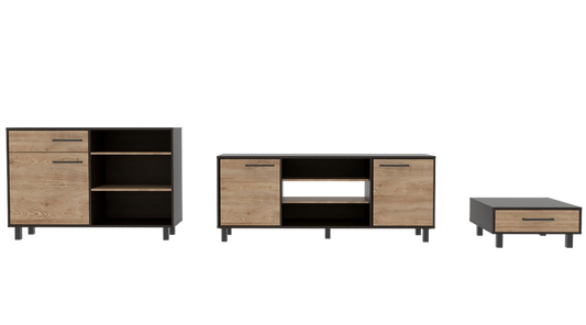 Combo Kaia, Wengue y Miel, incluye rack TV, bife y mesa centro