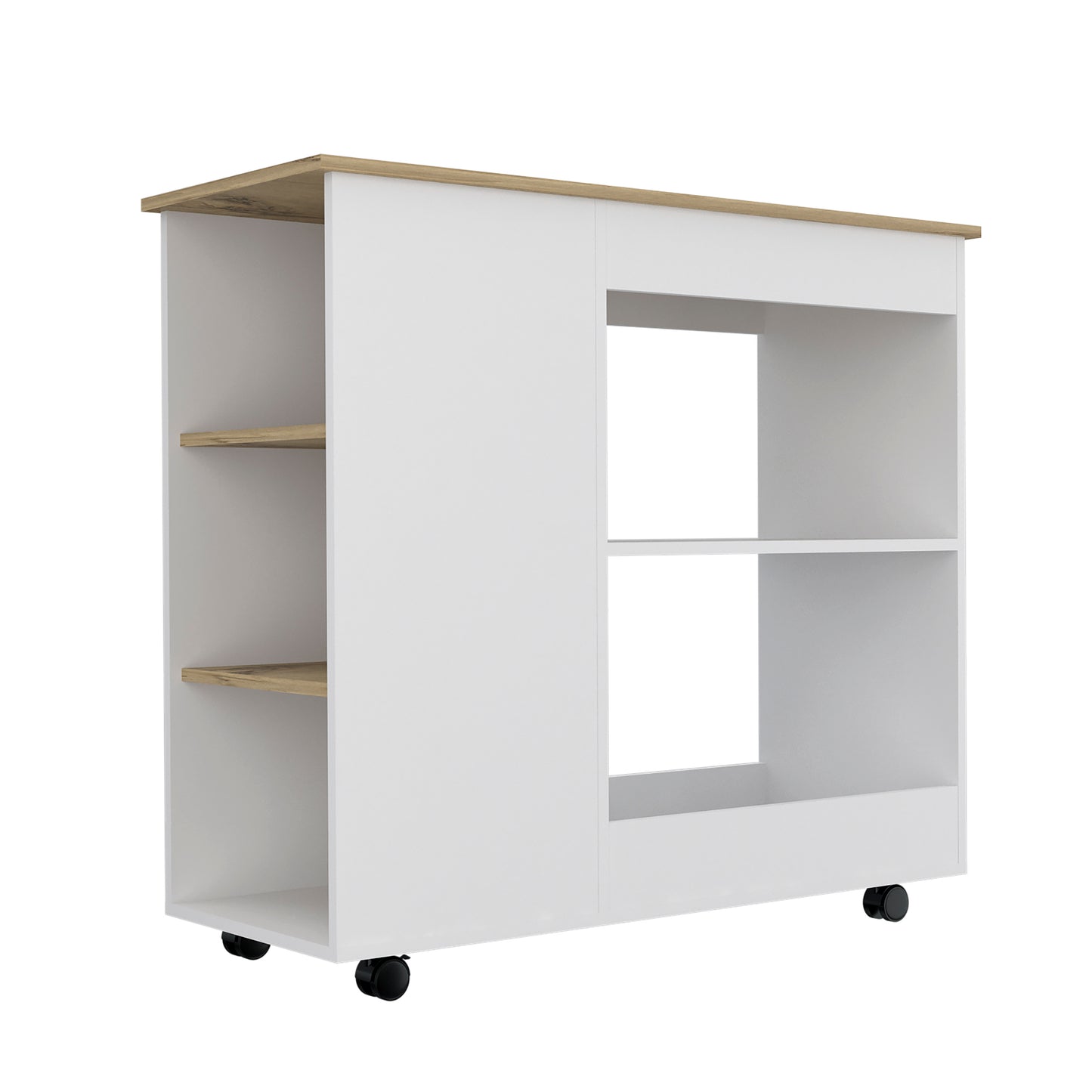 Combo Bicolor, Blanco y Duna, incluye mueble de microondas bajo y meson de cocina con ruedas