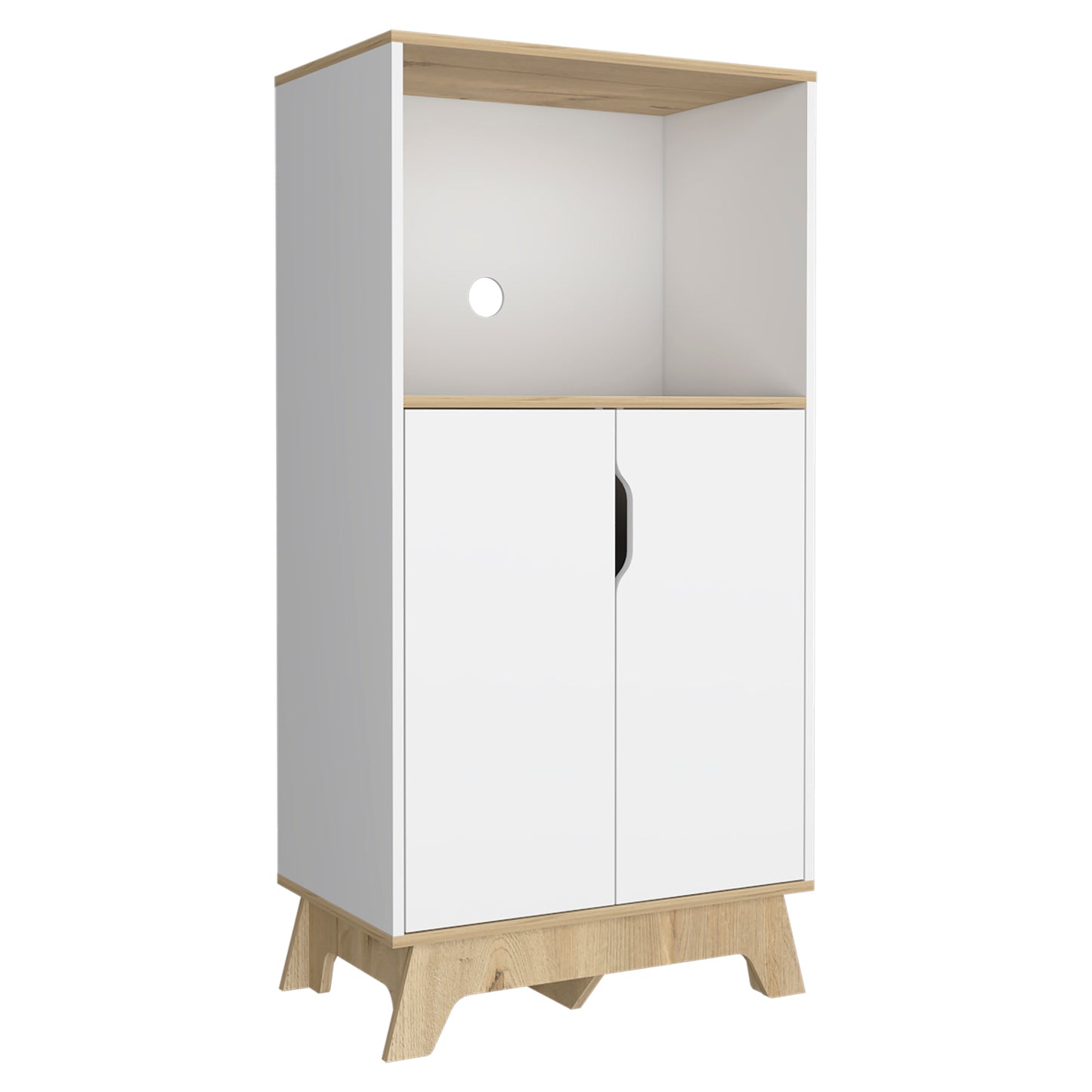 Combo Bicolor, Blanco y Duna, incluye mueble de microondas bajo y meson de cocina con ruedas