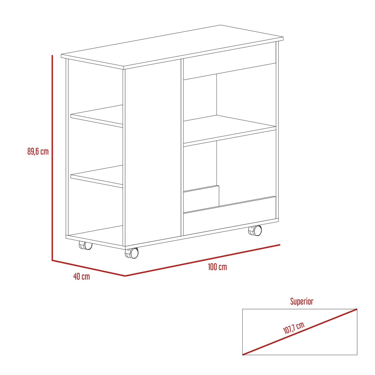 Combo Bicolor, Blanco y Duna, incluye mueble de microondas bajo y meson de cocina con ruedas