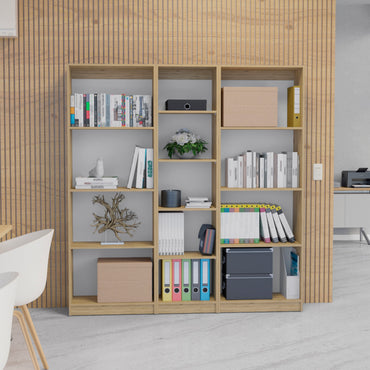 Combo Home, Estante Colección 12, MMacadamia, con tres estantes