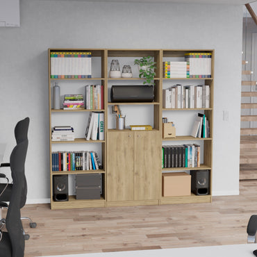 Combo Home, Estante Colección 15, Macadamia, con tres estantes