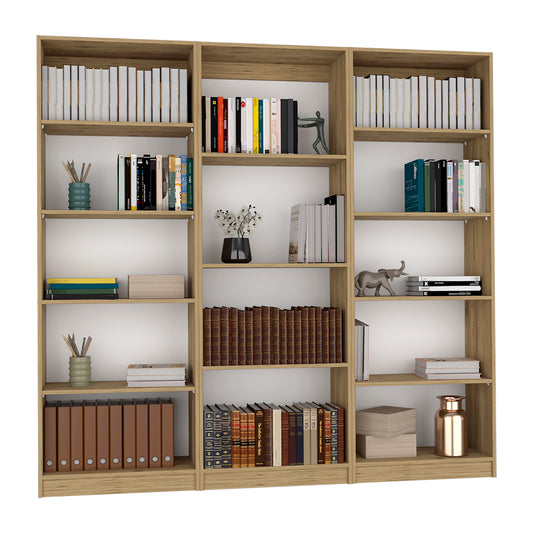 Combo Home, Estante Colección 16, Macadamia, con tres estantes
