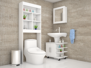 Combo Bicolor, Blanco, incluye botiquin bath 28, optimizador y mueble lavamanos