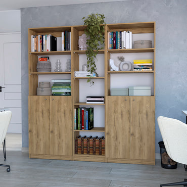 Combo Home, Estante Colección 22, Macadamia, con tres estantes